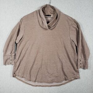Jane + Delancey Cowl Neck 3/4 Sleeve Sweatshirt Top Size 2X Taupe Loungewear